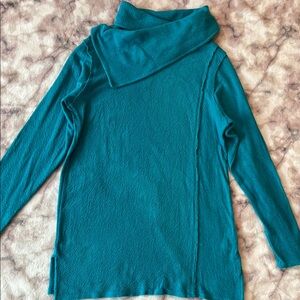 Soft Surroundings Blue Cowl Turtleneck Sweater